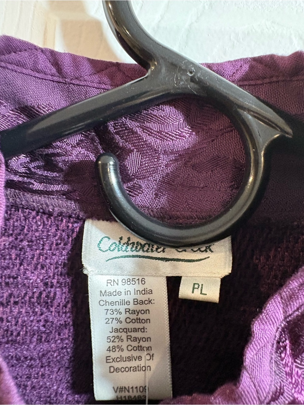 Coldwater Creek Purple Patchwork Chenille Jacquard Jacket Petite Large PL - Picture 3 of 4